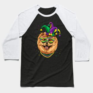 Chow Chow Dog Mardi Gras Baseball T-Shirt